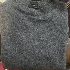 Talbots Women Charcoal Crewneck Sweater Pure Cashmere M Petite 3/4 sleeves